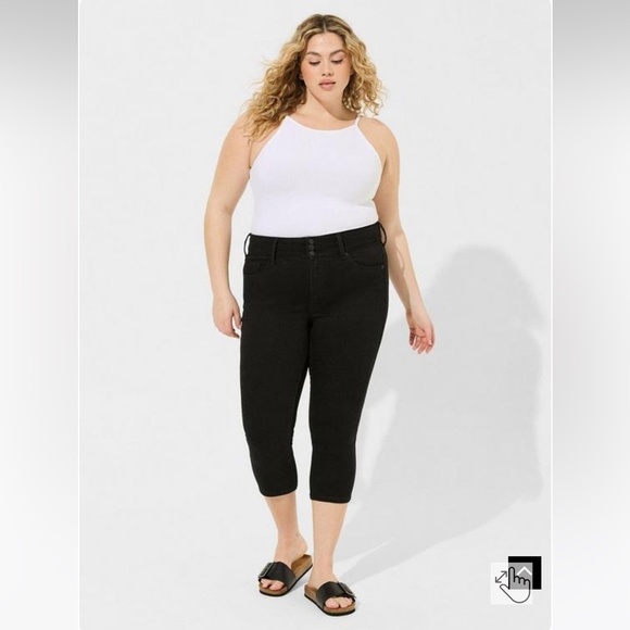 TORRID Black Crop Jeggings 16 Stretch Denim Five-Pocket - Picture 1 of 8